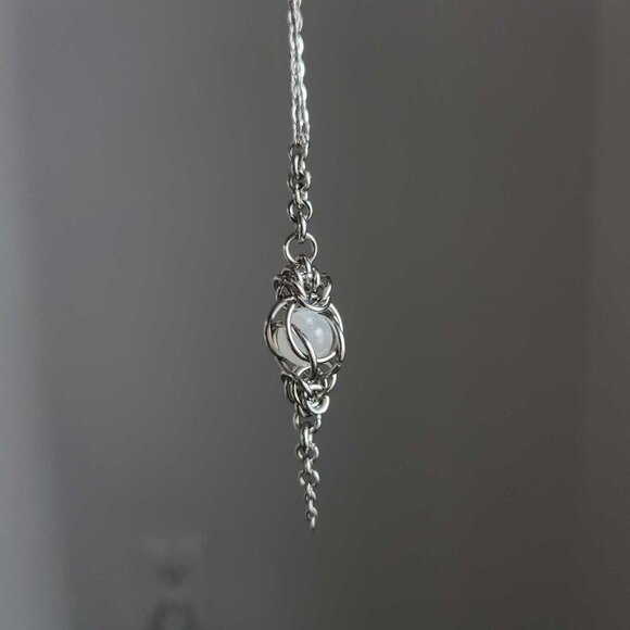 Whimsical selenite and silver fairy rosary necklace ✦ whimsigoth style ✦ - Picture 6 of 7